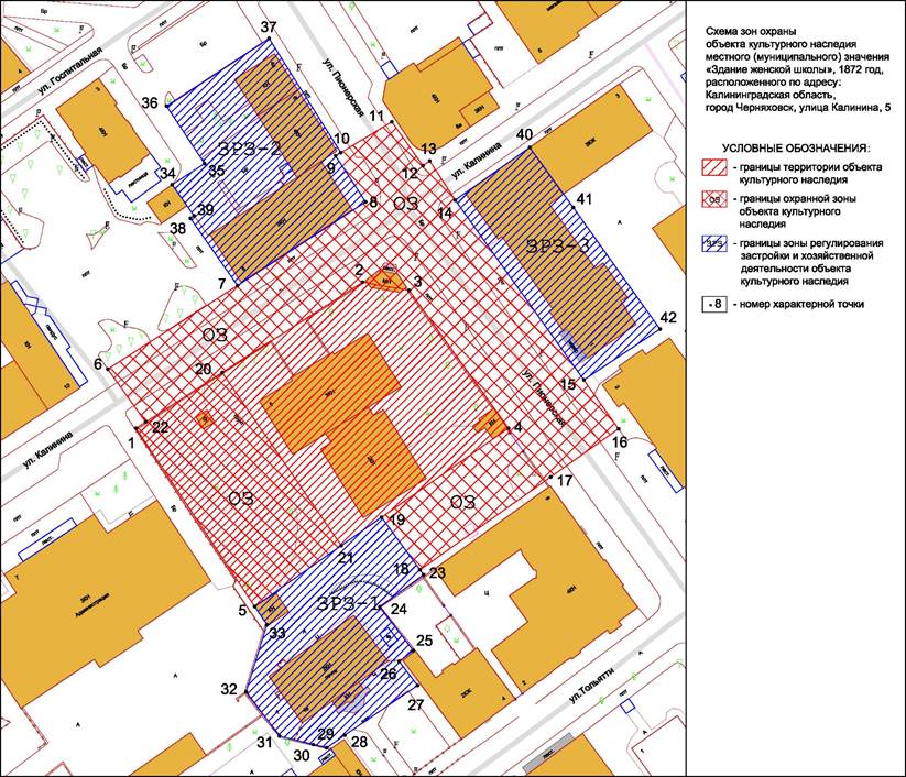 Постановление Правительства Калининградской области от 13.07.2022 N 362 "Об установлении зон охраны объекта культурного наследия местного (муниципального) значения "Здание женской школы", 1872 год, расположенного по адресу: Калининградская область, город Черняховск, улица Калинина, 5, и об утверждении требований к градостроительным регламентам в границах территорий данных зон"