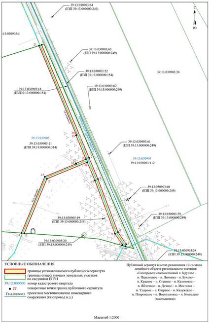Постановление Правительства Калининградской области от 31.08.2023 N 404-п "Об установлении публичного сервитута в целях размещения неотъемлемых технологических частей (2-го, 3-го, 4-го, 5-го, 6-го, 7-го, 8-го, 9-го, 10-го, 11-го, 12-го, 13-го, 14-го этапов) линейного объекта регионального значения "Газопровод межпоселковый п. Круглое – п. Перелесное – п. Липовка – п. Бухово – п. Красное – п. Степное – п. Калиновка – п. Яблочное – п. Дачное – п. Мостовое – п. Ударное – п. Озерное – п. Калужское – п. Покровское – п. Воротыновка – п. Кошелево (закольцовка)"