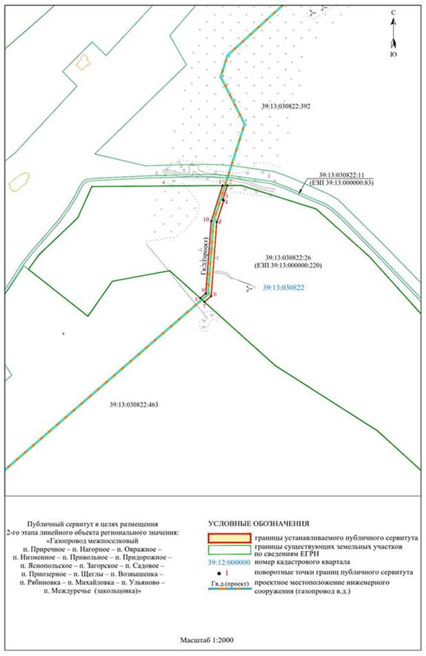 Постановление Правительства Калининградской области от 31.08.2023 N 411-п "Об установлении публичного сервитута в целях размещения неотъемлемых технологических частей (2-го, 3-го, 4-го, 5-го, 6-го, 7-го, 8-го, 9-го, 10-го, 11-го этапов) линейного объекта регионального значения "Газопровод межпоселковый п. Приречное – п. Нагорное – п. Овражное – п. Низменное – п. Привольное – п. Придорожное – п. Яснопольское – п. Загорское – п. Садовое – п. Приозерное – п. Щеглы – п. Возвышенка – п. Рябиновка – п. Михайловка – п. Ульяново – п. Междуречье (закольцовка)"