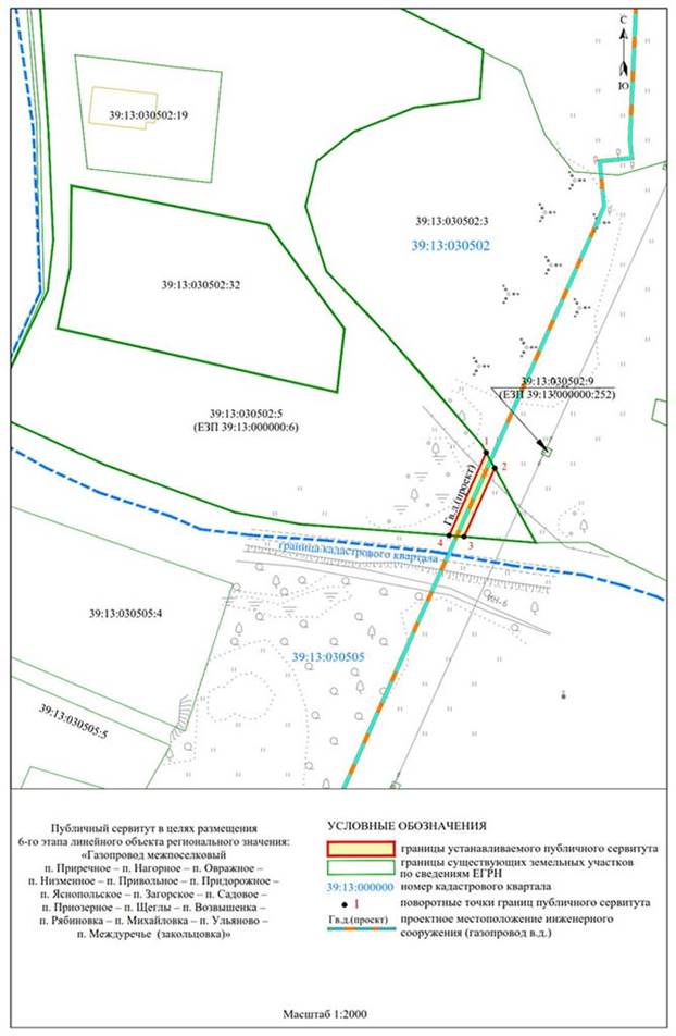 Постановление Правительства Калининградской области от 31.08.2023 N 411-п "Об установлении публичного сервитута в целях размещения неотъемлемых технологических частей (2-го, 3-го, 4-го, 5-го, 6-го, 7-го, 8-го, 9-го, 10-го, 11-го этапов) линейного объекта регионального значения "Газопровод межпоселковый п. Приречное – п. Нагорное – п. Овражное – п. Низменное – п. Привольное – п. Придорожное – п. Яснопольское – п. Загорское – п. Садовое – п. Приозерное – п. Щеглы – п. Возвышенка – п. Рябиновка – п. Михайловка – п. Ульяново – п. Междуречье (закольцовка)"